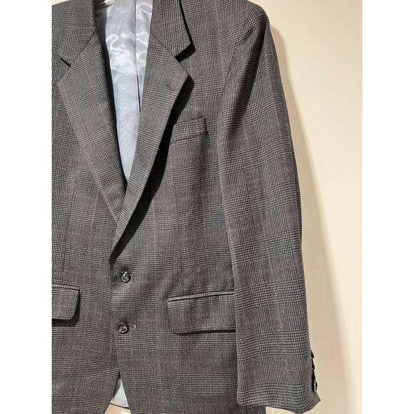 Vintage 100% Wool Sport Coat Suit Jacket Black & Gray Size 39 JL - Picture 2 of 12